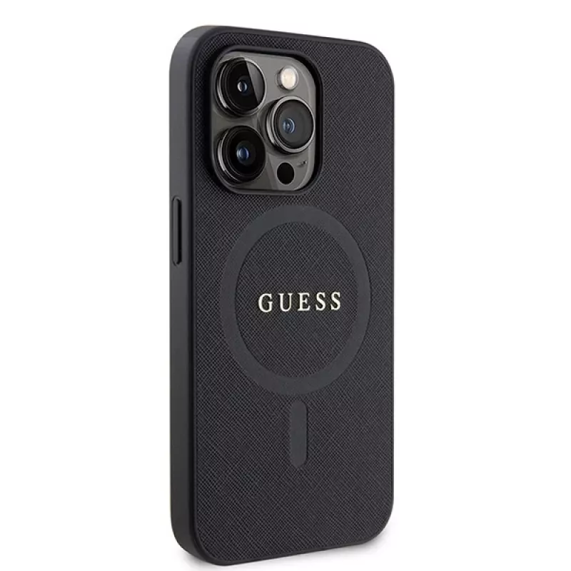 Capa GUESS Saffiano PU MagSafe para iPhone 15 Pro preta