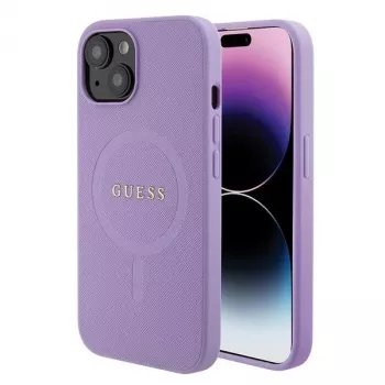 Capa rígida Guess GUHMP15MPSAHMCU Saffiano MagSafe para iPhone 15 Plus / 14 Plus 6,7 polegadas - lilás