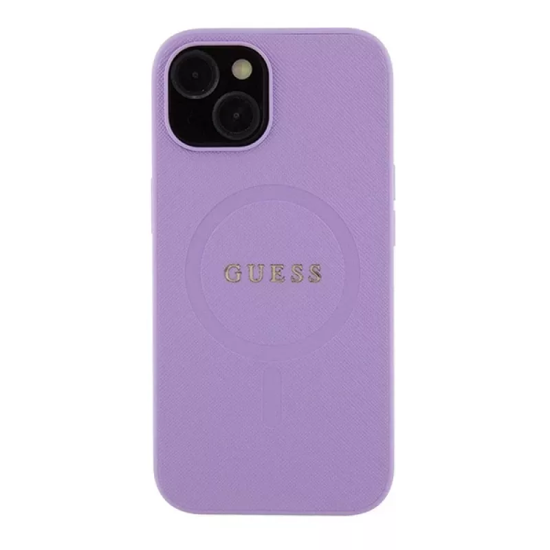 Capa rígida Guess GUHMP15MPSAHMCU Saffiano MagSafe para iPhone 15 Plus / 14 Plus 6,7 polegadas - lilás