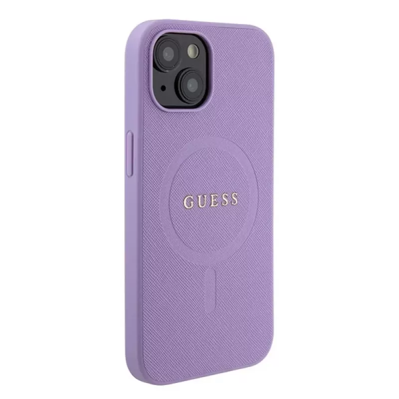 Capa rígida Guess GUHMP15MPSAHMCU Saffiano MagSafe para iPhone 15 Plus / 14 Plus 6,7 polegadas - lilás
