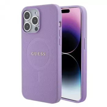 Capa rígida Guess GUHMP15LPSAHMCU Saffiano MagSafe para Apple iPhone 15 Pro 6,1 polegadas - lilás
