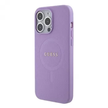 Capa rígida Guess GUHMP15LPSAHMCU Saffiano MagSafe para Apple iPhone 15 Pro 6,1 polegadas - lilás