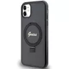 Capa rígida Guess GUHMN61HRSGSK iPhone 11 / XR 6.1 preta com anel de suporte Script Glitter MagSafe