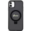 Capa rígida Guess GUHMN61HRSGSK iPhone 11 / XR 6.1 preta com anel de suporte Script Glitter MagSafe
