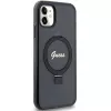 Capa rígida Guess GUHMN61HRSGSK iPhone 11 / XR 6.1 preta com anel de suporte Script Glitter MagSafe