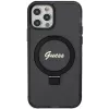 Capa rígida Guess GUHMP12MHRSGSK iPhone 12/12 Pro 6.1 com anel de suporte Script Glitter MagSafe preta