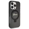 Capa rígida Guess Script Glitter Collection com anel de suporte MagSafe para iPhone 13 Pro / 13 6.1 preta