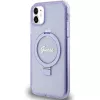 Capa rígida Guess GUHMN61HRSGSU iPhone 11 / XR 6,1 polegadas roxa com anel de suporte Script Glitter MagSafe
