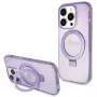 Capa rígida Guess GUHMP13XHRSGSU iPhone 13 Pro Max 6,7 polegadas lilás com anel de suporte Script Glitter MagSafe
