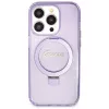 Capa rígida Guess GUHMP14LHRSGSU iPhone 14 Pro 6.1 com anel de suporte Script Glitter MagSafe roxa