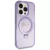 Capa rígida Guess GUHMP14LHRSGSU iPhone 14 Pro 6.1 com anel de suporte Script Glitter MagSafe roxa