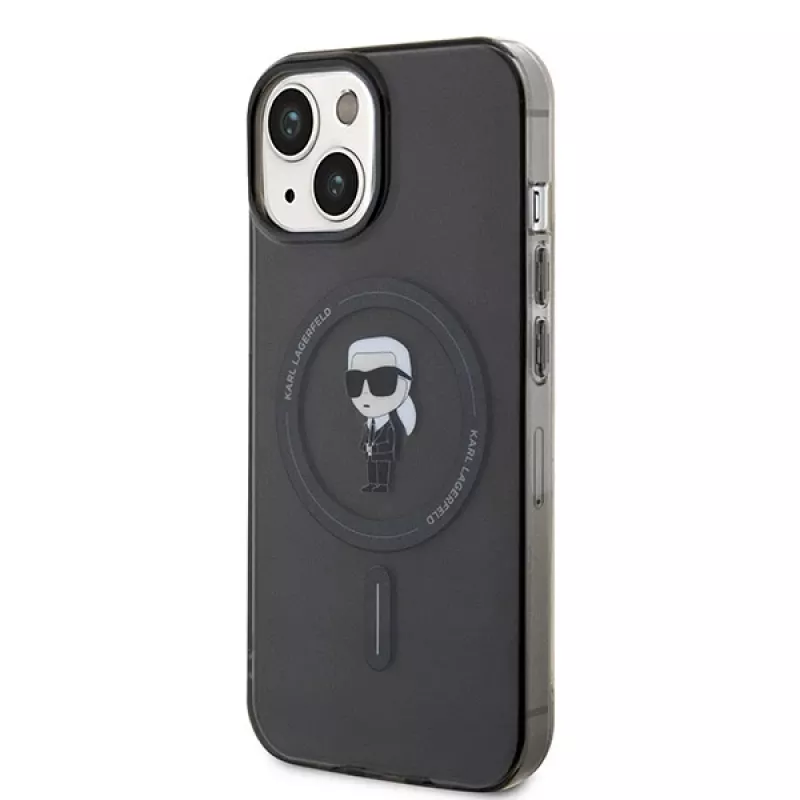 Capa rígida Karl Lagerfeld Ikonik MagSafe para iPhone 13/14/15 6,1 polegadas preta