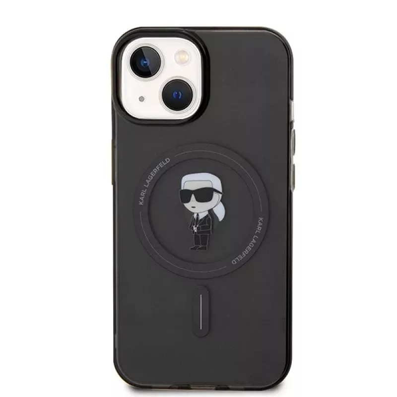 Capa rígida Karl Lagerfeld Ikonik MagSafe para iPhone 13/14/15 6,1 polegadas preta