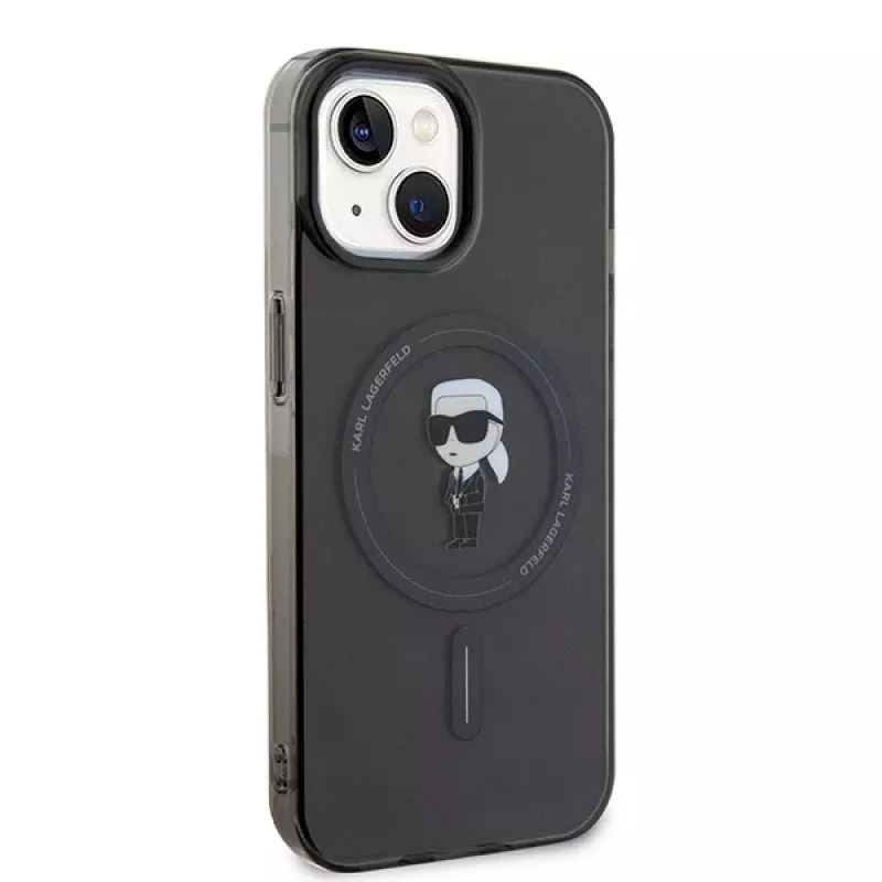 Capa rígida Karl Lagerfeld Ikonik MagSafe para iPhone 13/14/15 6,1 polegadas preta