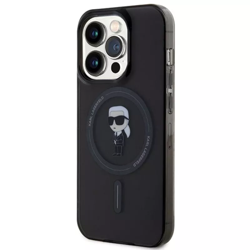 Capa rígida Karl Lagerfeld Ikonik MagSafe para iPhone 14 Pro 6,1 polegadas preta