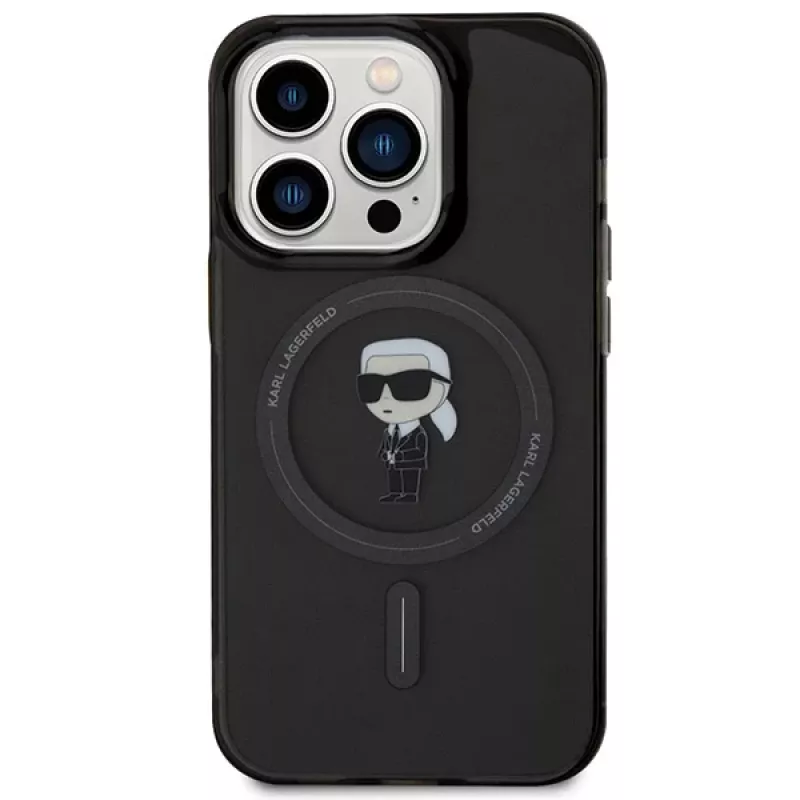 Capa rígida Karl Lagerfeld Ikonik MagSafe para iPhone 14 Pro 6,1 polegadas preta