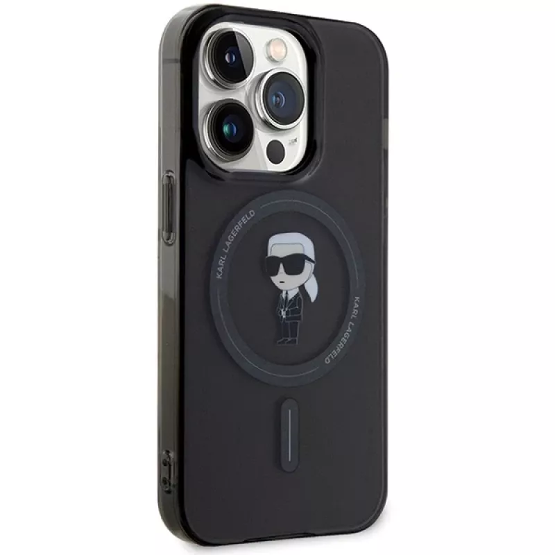 Capa rígida Karl Lagerfeld Ikonik MagSafe para iPhone 14 Pro 6,1 polegadas preta