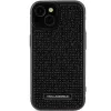 Capa rígida Karl Lagerfeld KLHCP15SHDSPLK iPhone 15 / 14 / 13 6.1 preta com logótipo de strass e placa metálica