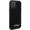 Capa rígida Karl Lagerfeld KLHCP15SHDSPLK iPhone 15 / 14 / 13 6.1 preta com logótipo de strass e placa metálica