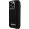 Capa rígida Karl Lagerfeld KLHCP15LHDSPLK para iPhone 15 Pro 6,1 polegadas preta com logótipo de strass e placa metálica