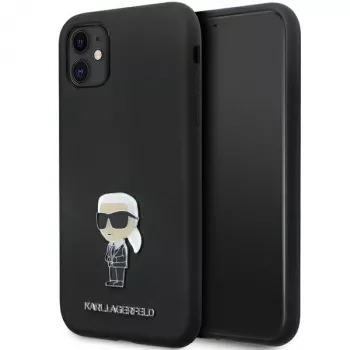 Capa de silicone Karl Lagerfeld Ikonik Metal Pin para Apple iPhone 11 / iPhone XR 6,1 polegadas preta