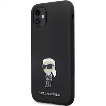 Capa de silicone Karl Lagerfeld Ikonik Metal Pin para Apple iPhone 11 / iPhone XR 6,1 polegadas preta