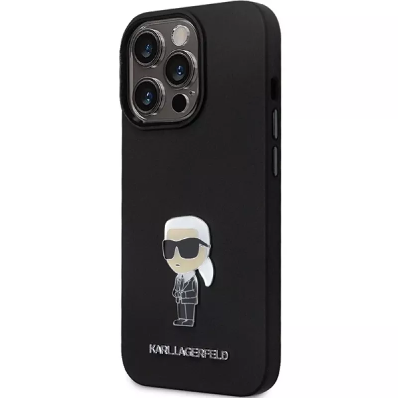 Capa de silicone Karl Lagerfeld KLHCP14LSMHKNPK Ikonik Metal Pin para iPhone 14 Pro 6,1 preta