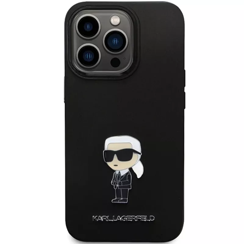 Capa de silicone Karl Lagerfeld KLHCP14LSMHKNPK Ikonik Metal Pin para iPhone 14 Pro 6,1 preta