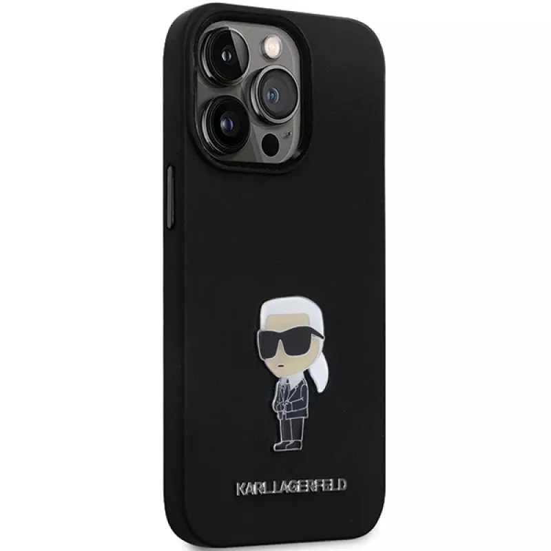 Capa de silicone Karl Lagerfeld KLHCP14XSMHKNPK Ikonik Metal Pin para Apple iPhone 14 Pro Max 6,7 preta
