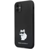 Capa rígida de silicone Karl Lagerfeld KLHCN61SMHCNPK com pin metálico para iPhone 11 / XR 6.1 preta