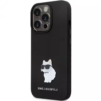 Capa rígida de silicone Karl Lagerfeld KLHCP14LSMHCNPK com pin metálico C para iPhone 14 Pro 6,1 polegadas - preta
