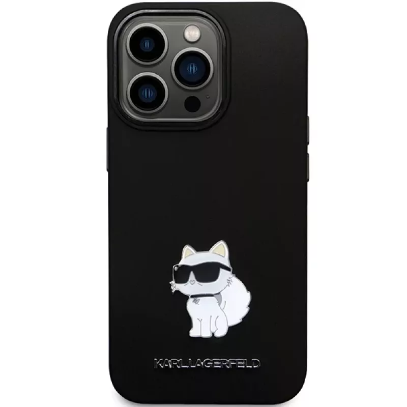 Capa rígida de silicone Karl Lagerfeld KLHCP14XSMHCNPK com pin metálico C para iPhone 14 Pro Max 6.7 preta