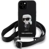 Capa rígida Karl Lagerfeld KLHCP15SSCBSKNK iPhone 15 / 14 / 13 6.1 preta Crossbody Silicone Ikonik
