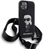 Capa rígida Karl Lagerfeld KLHCP15SSCBSKNK iPhone 15 / 14 / 13 6.1 preta Crossbody Silicone Ikonik
