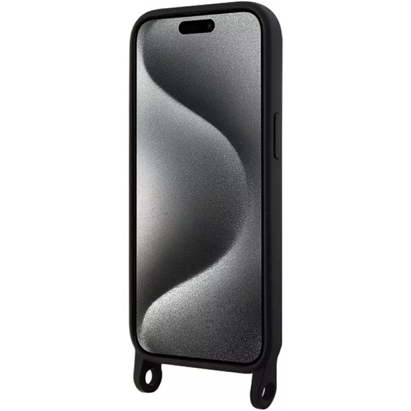 Capa rígida Karl Lagerfeld KLHCP15SSCBSKNK iPhone 15 / 14 / 13 6.1 preta Crossbody Silicone Ikonik