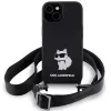 Capa rígida Karl Lagerfeld KLHCP15SSCBSCNK iPhone 15 / 14 / 13 6.1 preta Crossbody Silicone Choupette