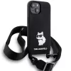 Capa rígida Karl Lagerfeld KLHCP15SSCBSCNK iPhone 15 / 14 / 13 6.1 preta Crossbody Silicone Choupette
