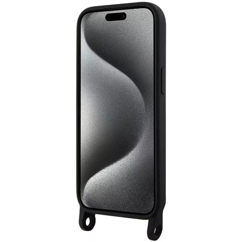 Capa rígida Karl Lagerfeld KLHCP15SSCBSCNK iPhone 15 / 14 / 13 6.1 preta Crossbody Silicone Choupette