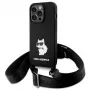 Capa rígida Karl Lagerfeld KLHCP15XSCBSCNK iPhone 15 Pro Max 6.7 preta Crossbody Silicone Choupette