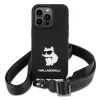Capa rígida Karl Lagerfeld KLHCP15XSCBSCNK iPhone 15 Pro Max 6.7 preta Crossbody Silicone Choupette
