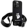 Capa rígida Karl Lagerfeld KLHCP15XSCBSCNK iPhone 15 Pro Max 6.7 preta Crossbody Silicone Choupette