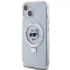 Capa rígida Karl Lagerfeld KLHMP15SHMRSCHH iPhone 15 / 14 / 13 6,1 polegadas branca com anel de suporte Choupette Head MagSafe