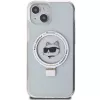 Capa rígida Karl Lagerfeld KLHMP15SHMRSCHH iPhone 15 / 14 / 13 6,1 polegadas branca com anel de suporte Choupette Head MagSafe