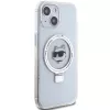 Capa rígida Karl Lagerfeld KLHMP15SHMRSCHH iPhone 15 / 14 / 13 6,1 polegadas branca com anel de suporte Choupette Head MagSafe