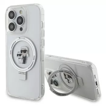 Capa rígida Karl Lagerfeld KLHMP13LHMRSKCH iPhone 13 Pro / 13 6,1 polegadas branca com anel de suporte Karl & Choupette MagSafe