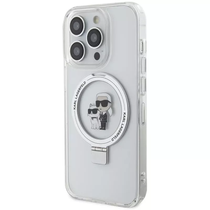 Capa rígida Karl Lagerfeld KLHMP13LHMRSKCH iPhone 13 Pro / 13 6,1 polegadas branca com anel de suporte Karl & Choupette MagSafe