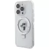 Capa rígida Karl Lagerfeld KLHMP13XHMRSKCH com anel de suporte para iPhone 13 Pro Max 6,7 polegadas branca Karl & Choupette MagSafe