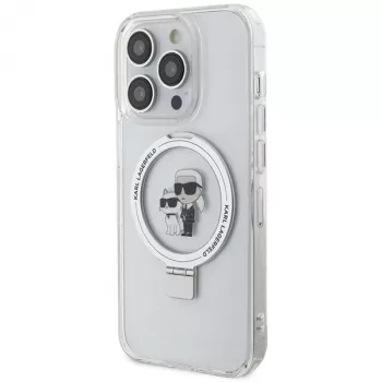 Capa rígida Karl Lagerfeld KLHMP13XHMRSKCH com anel de suporte para iPhone 13 Pro Max 6,7 polegadas branca Karl & Choupette MagSafe