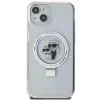 Capa rígida Karl Lagerfeld KLHMP15SHMRSKCH iPhone 15/14/13 6,1 polegadas branca com anel de suporte Karl & Choupette MagSafe