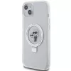 Capa rígida Karl Lagerfeld KLHMP15MHMRSKCH iPhone 15 Plus / 14 Plus 6,7 polegadas branca com anel de suporte Karl & Choupette MagSafe